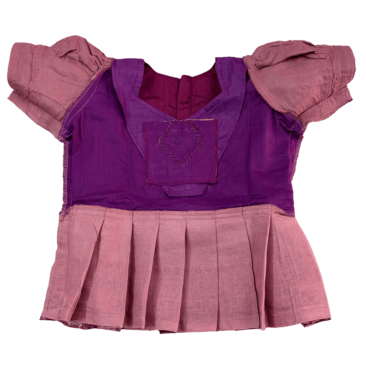 Girls Ethnic kanchi silk slub set | Dark Pink with contrasting light shade skirt