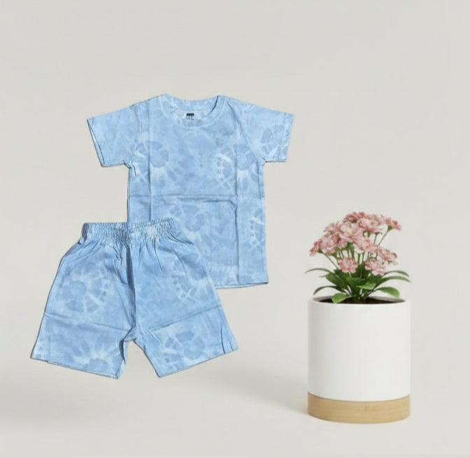 T-shirt with shorts | Co-ord Sets| Light sky blue print