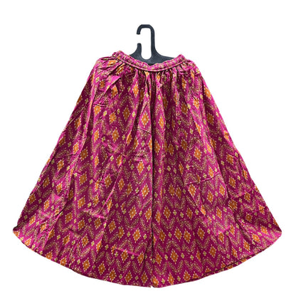 Women's Cotton 16 Kali Divider Skirt Palazzo Pants – Ikkat Print in Pinkish Majenta