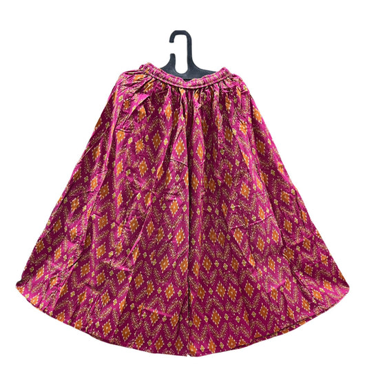 Women's Cotton 16 Kali Divider Skirt Palazzo Pants – Ikkat Print in Pinkish Majenta