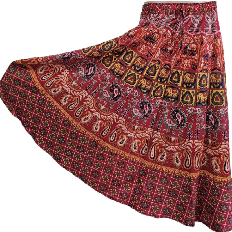 Women Skirt | Jaipuri Print | Fits up to XL|Red Checks