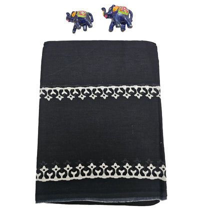 Mul Mul Cotton Saree | Lace bhutta in black