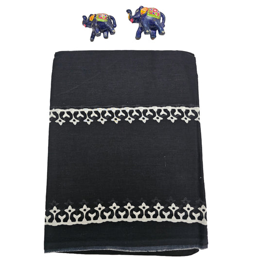 Mul Mul Cotton Saree | Lace bhutta in black