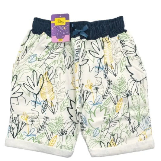 Girls Shorts | Leaf outlines in half white colors