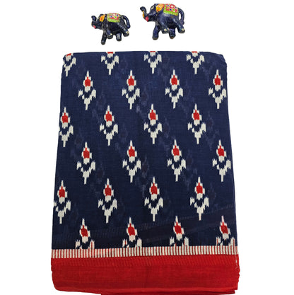 Mul Mul Cotton Saree | Leaf bhutta in white and red 1