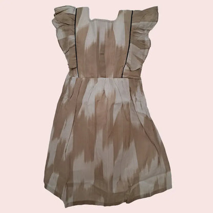 Cotton Ikkat Frocks | Light skin with dark skin and black piping