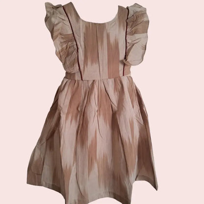 Cotton Ikkat Frocks | Light skin with dark skin and Maroon piping