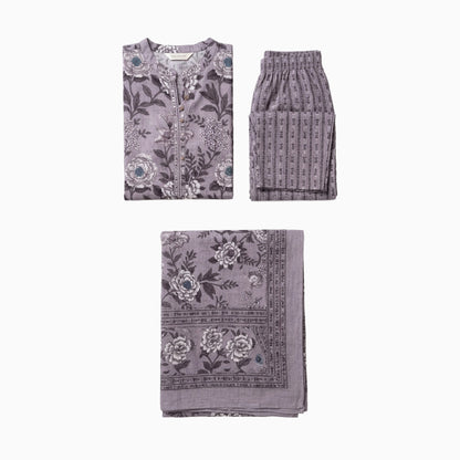 Women kurti with pant and dupatta | Straight cut| Light onion floral set