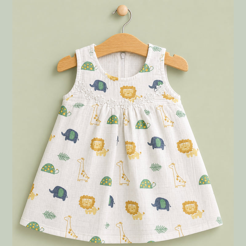 Muslin Frocks with Zip | Lion and Giraffe Prints