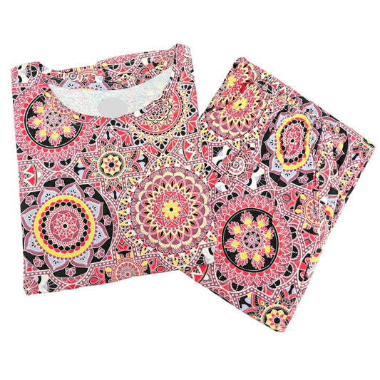 Women Co-ord Tshirt Pant set |Mandala designs