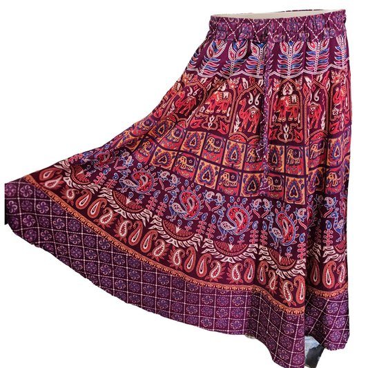 Women Skirt | Jaipuri Print | Fits up to XL| Maroon checks