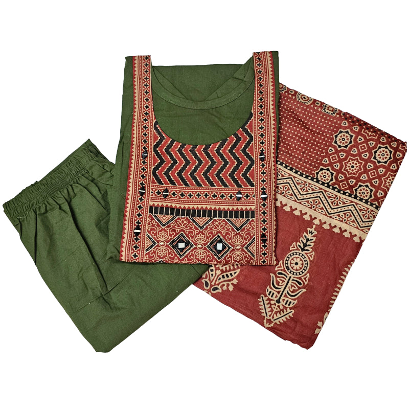 Women kurti with pant and dupatta |Mehandi green sets | Dabuset