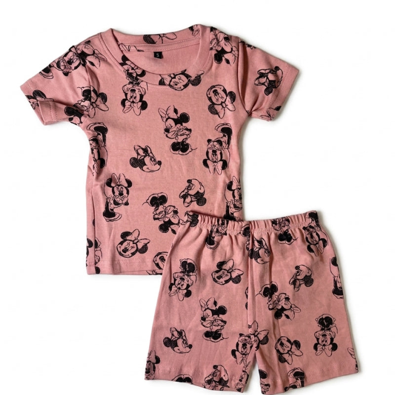 T-shirt with shorts co-ord sets| Interlock Fabric | COORDSET| BSS| Mickey mouse print