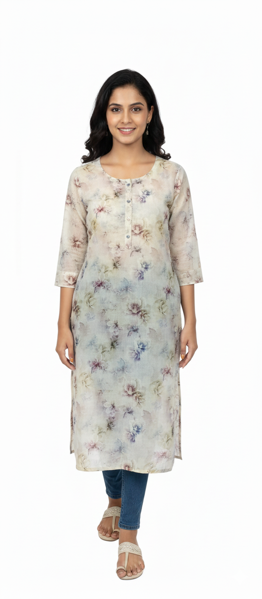 Women Kurti | Straight cut | Multi color digital floral