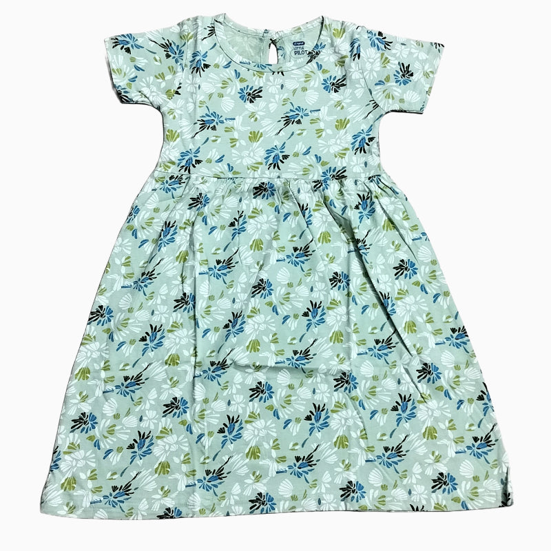 Cotton Frocks | Multicolor leaf in light pista green