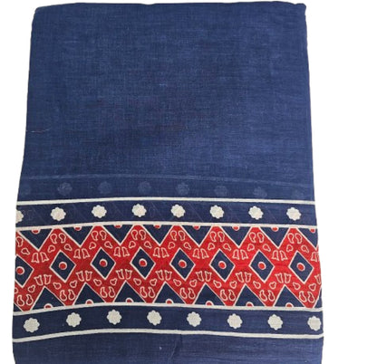 Mul Mul Cotton Saree |Navy Red Border