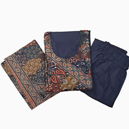 Women kurti with pant and dupatta |  Navy Blue |DABUSET