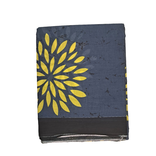 Mul Mul Cotton Saree | Greyish Yellow flowers