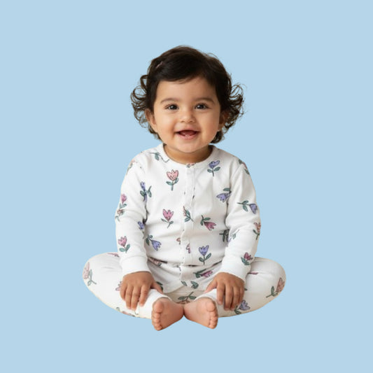 Baby Romper | White with flowers