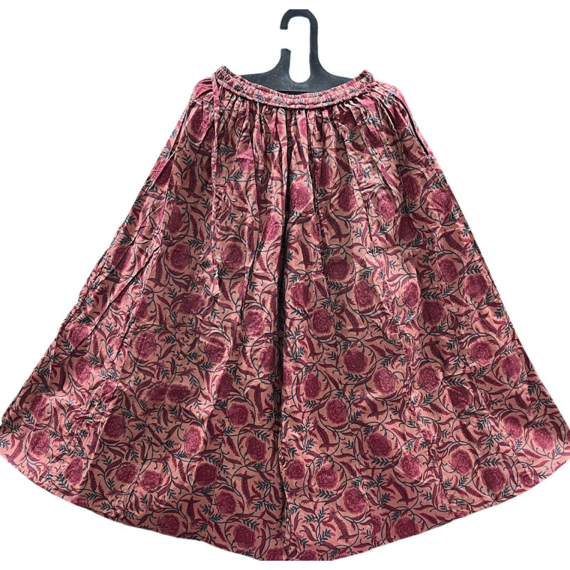 Women's Cotton 16 Kali Divider Skirt Palazzo Pants – Onion pink with florals
