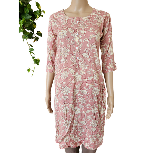Women Kurti | Baby pink floral print Only Kurti