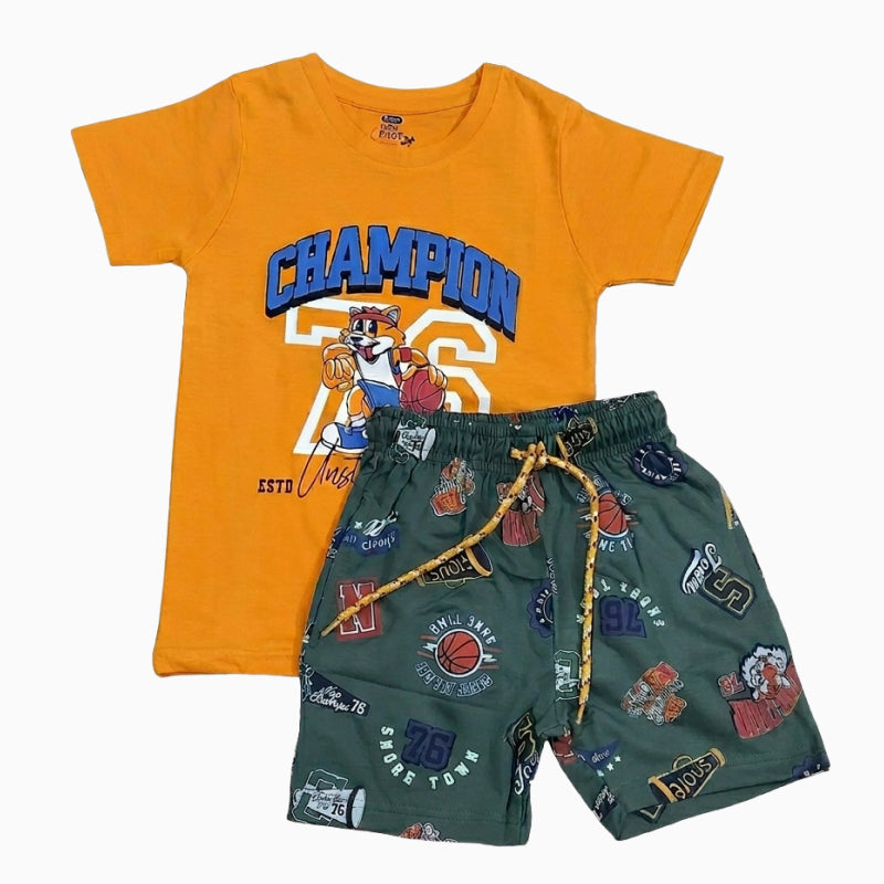 T-shirt with Shorts sets| BSET | Orange Champion