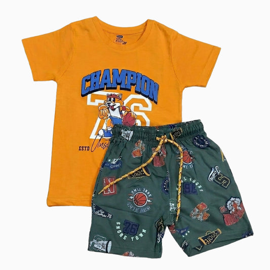 T-shirt with Shorts sets| BSET | Orange Champion