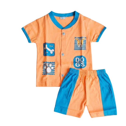 Baby Boy Set | Orange front open shorts set