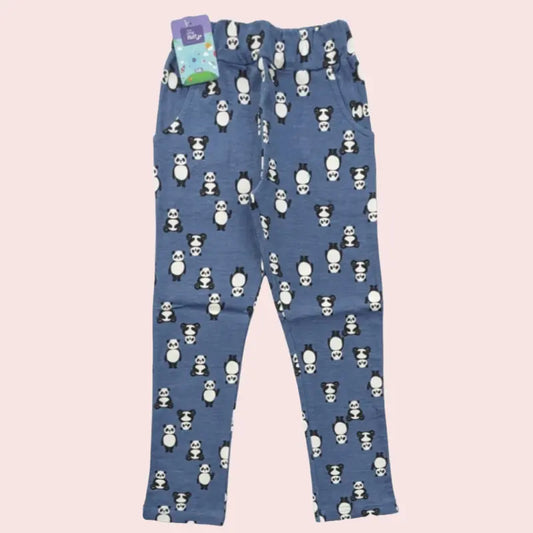 Girls Pants | Panda bear greyish blue