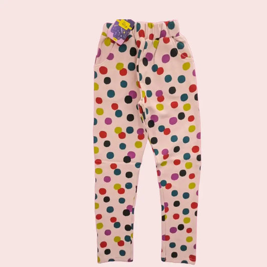 Girls Pants | Peachish Polka dots