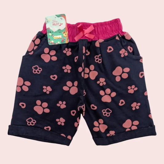 Girls Shorts | Pink paw in black