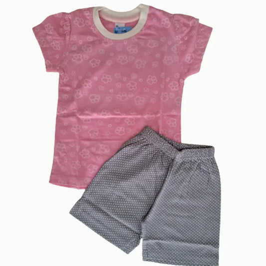 Girls Shorts Set -  Pink paw