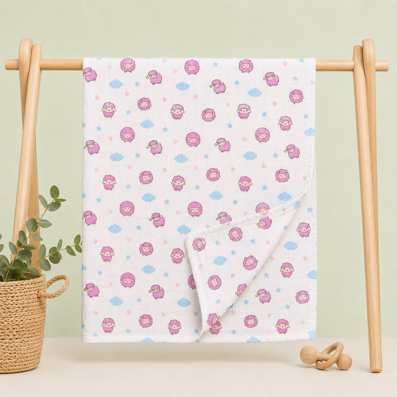 Muslin Swaddle | Pink Sheep