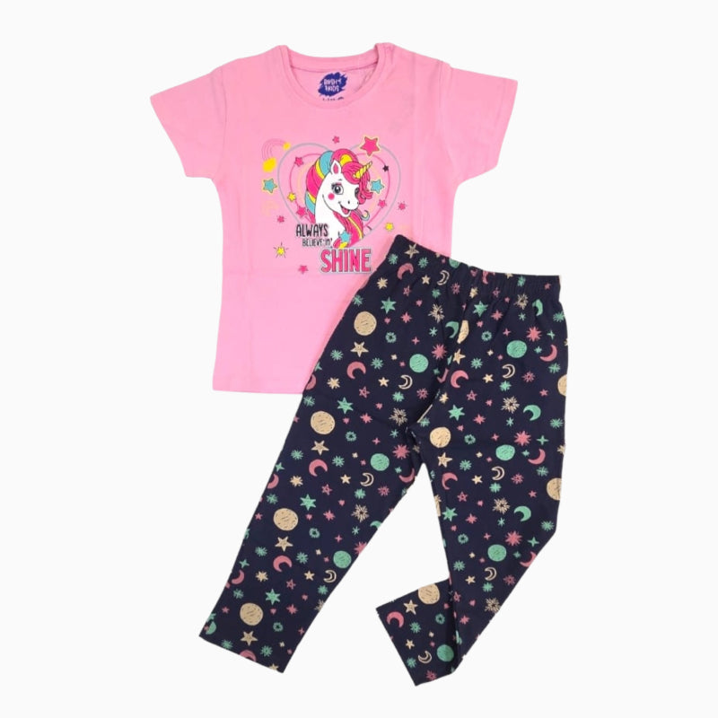 Girls Premium Pant Set | Pink Unicorn