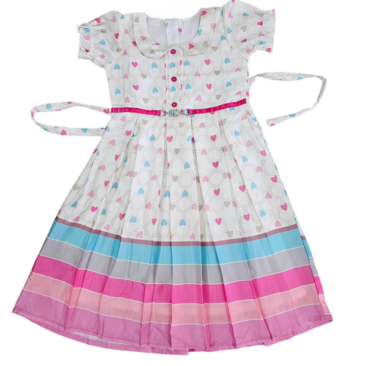 Premium Frocks | Blue pink hearts in sandal base