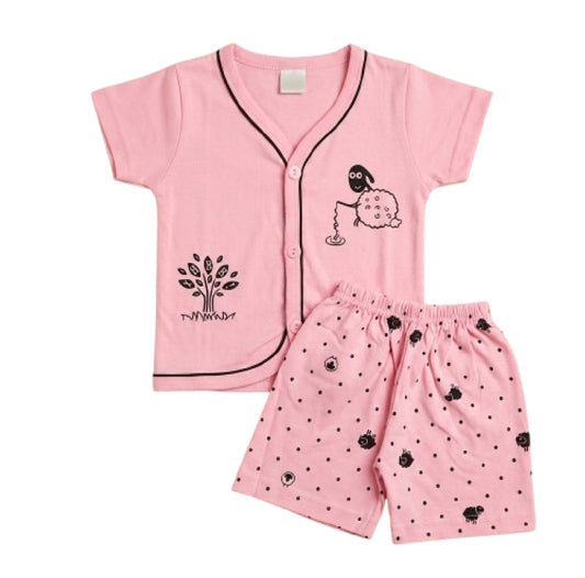 Baby Boy Set | Pink front open shorts set