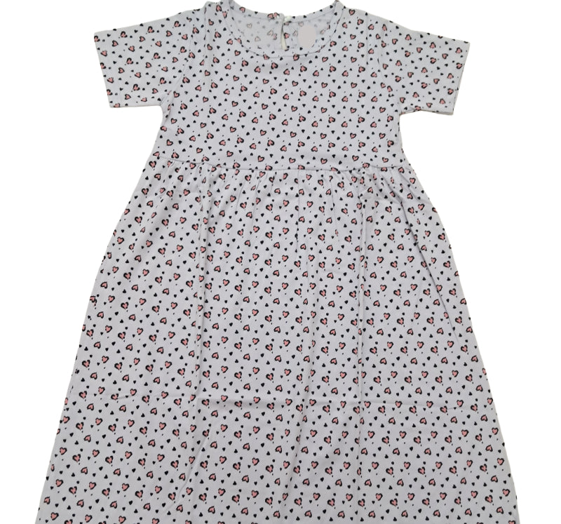 Cotton Frocks  | Pink hearts in light purple lavender