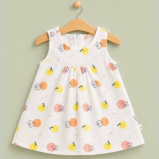 Muslin Frocks with Zip | Polka Dots with Animals