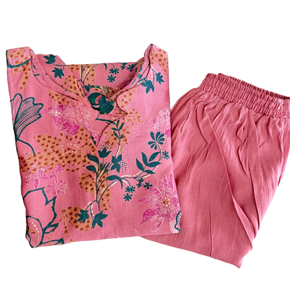 Women kurti with pant |Vatican set Onion pink | B4002
