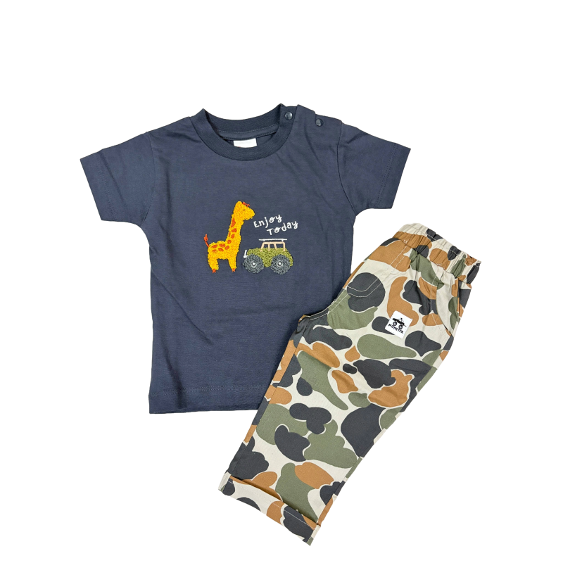 Kids full pant set | Enjoy today army print