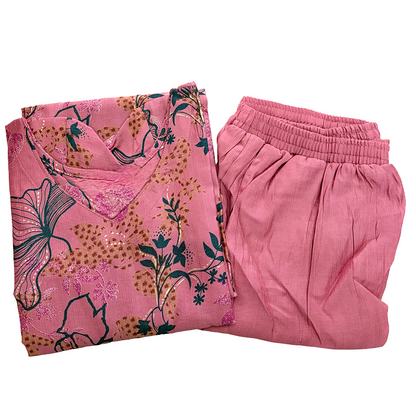 Women kurti with pant |Vatican set Onion pink | B4002