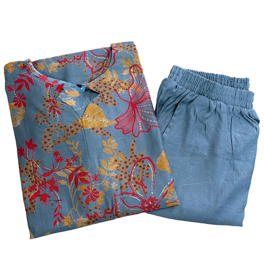 Women kurti with pant |Vatican set Blue grey | B4001