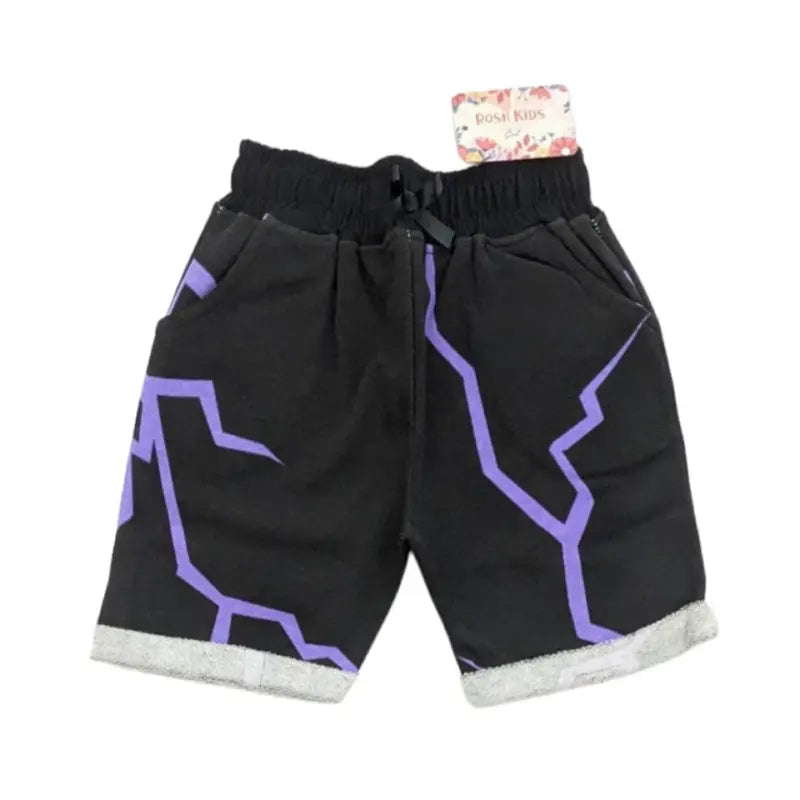 Girls Shorts | Purple thunder in black