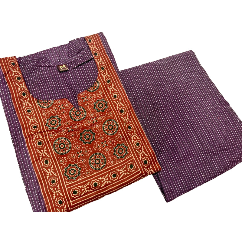 Women kurti with pant | Kantha cotton sets Purple color | kanthaset
