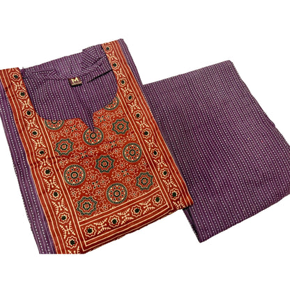 Women kurti with pant | Kantha cotton sets Purple color | kanthaset