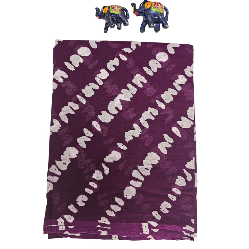 Mul Mul Cotton Saree |Purple Vintage Waves