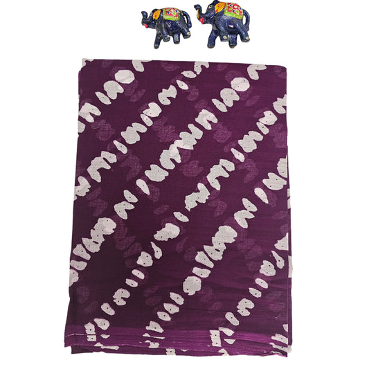 Mul Mul Cotton Saree |Purple Vintage Waves