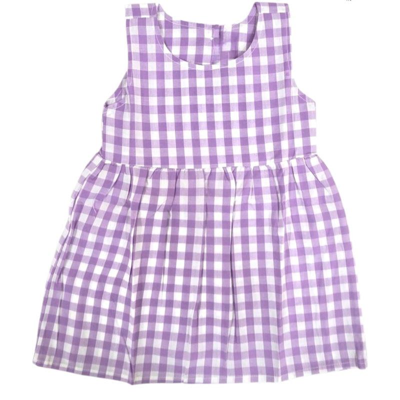 Girls Frocks | Purple with white checks
