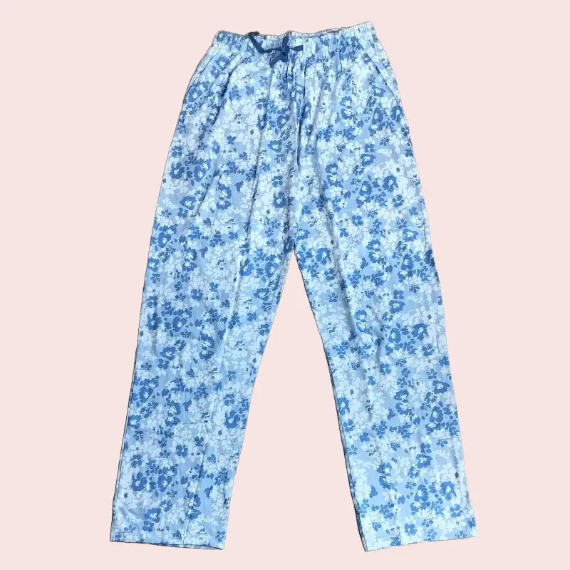 Women Pyjama Pant | Light blue and white flower| WPYJAMA