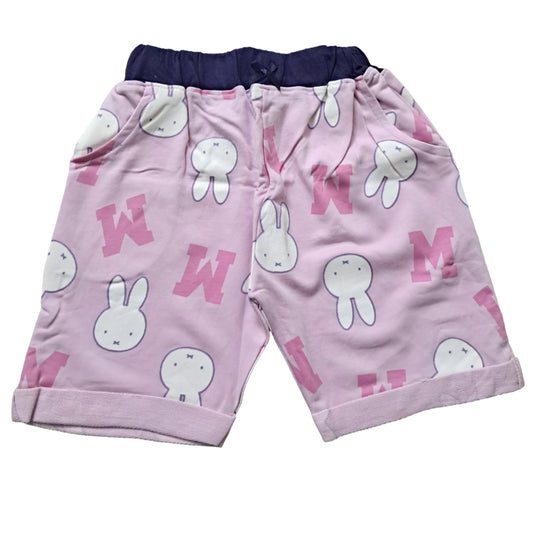 Girls Shorts | Rabbit With M in Baby Pink